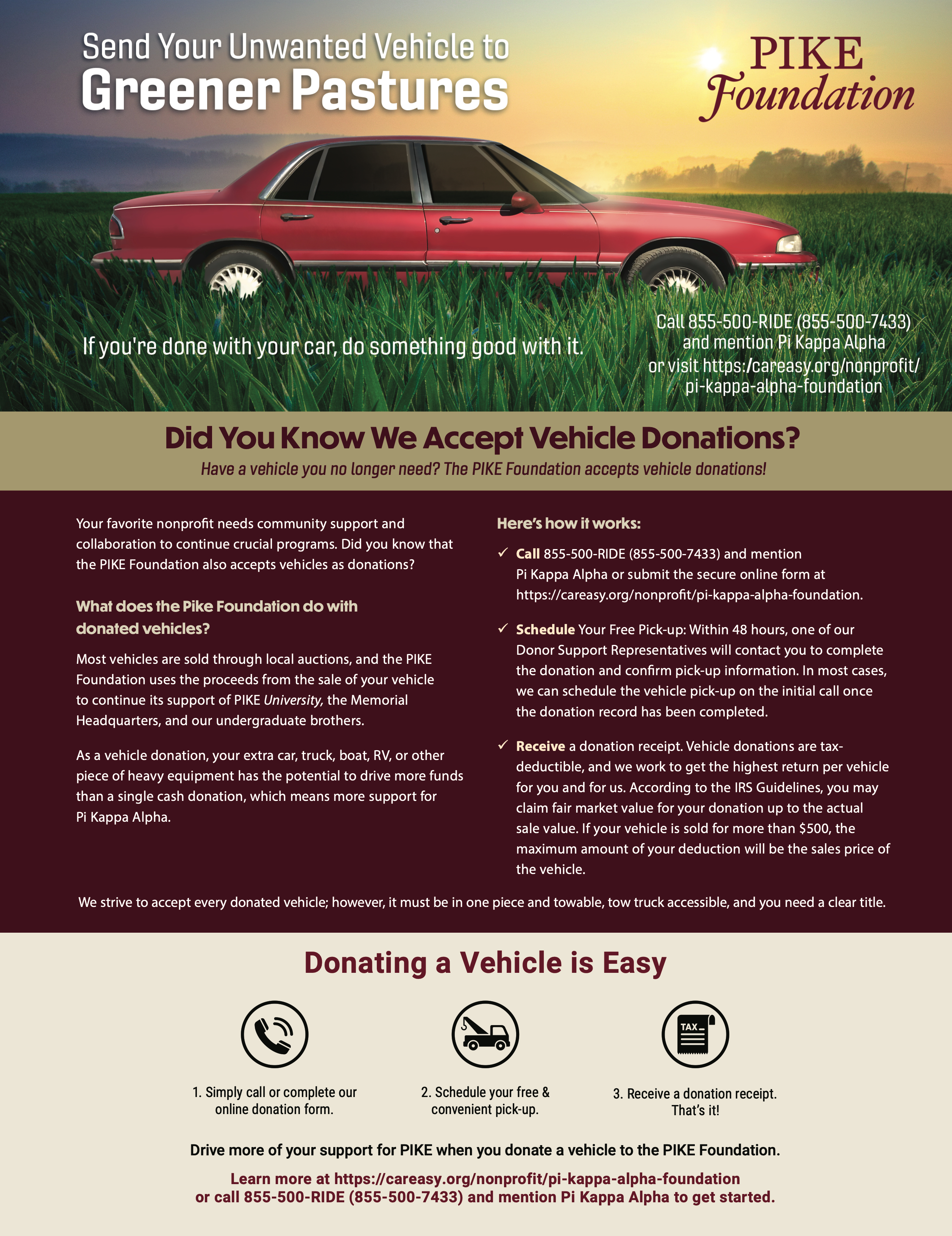 Pike Foundation: Send Your Unwanted Vehicle to Greener Pastures, Summer 2019